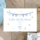 Personalised Blue Garland New Baby White Wooden Keepsake Memory Box - 3 Sizes (22cm | 27cm | 30cm)