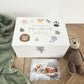 Personalised Jungle Animals New Baby White Wooden Keepsake Memory Box - 3 Sizes (22cm | 27cm | 30cm)