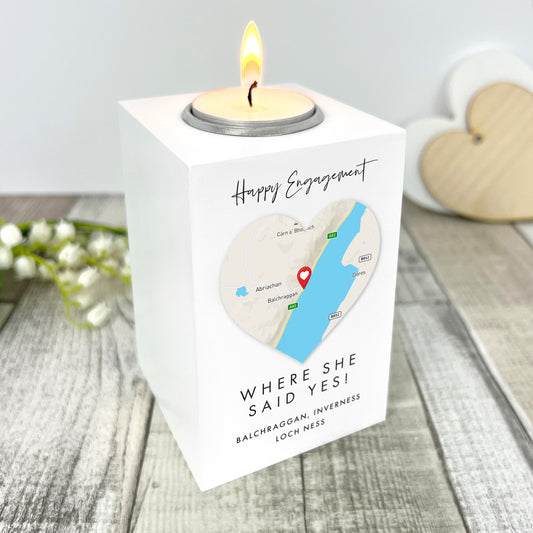 Personalised Heart Map Location Tea Light Holder