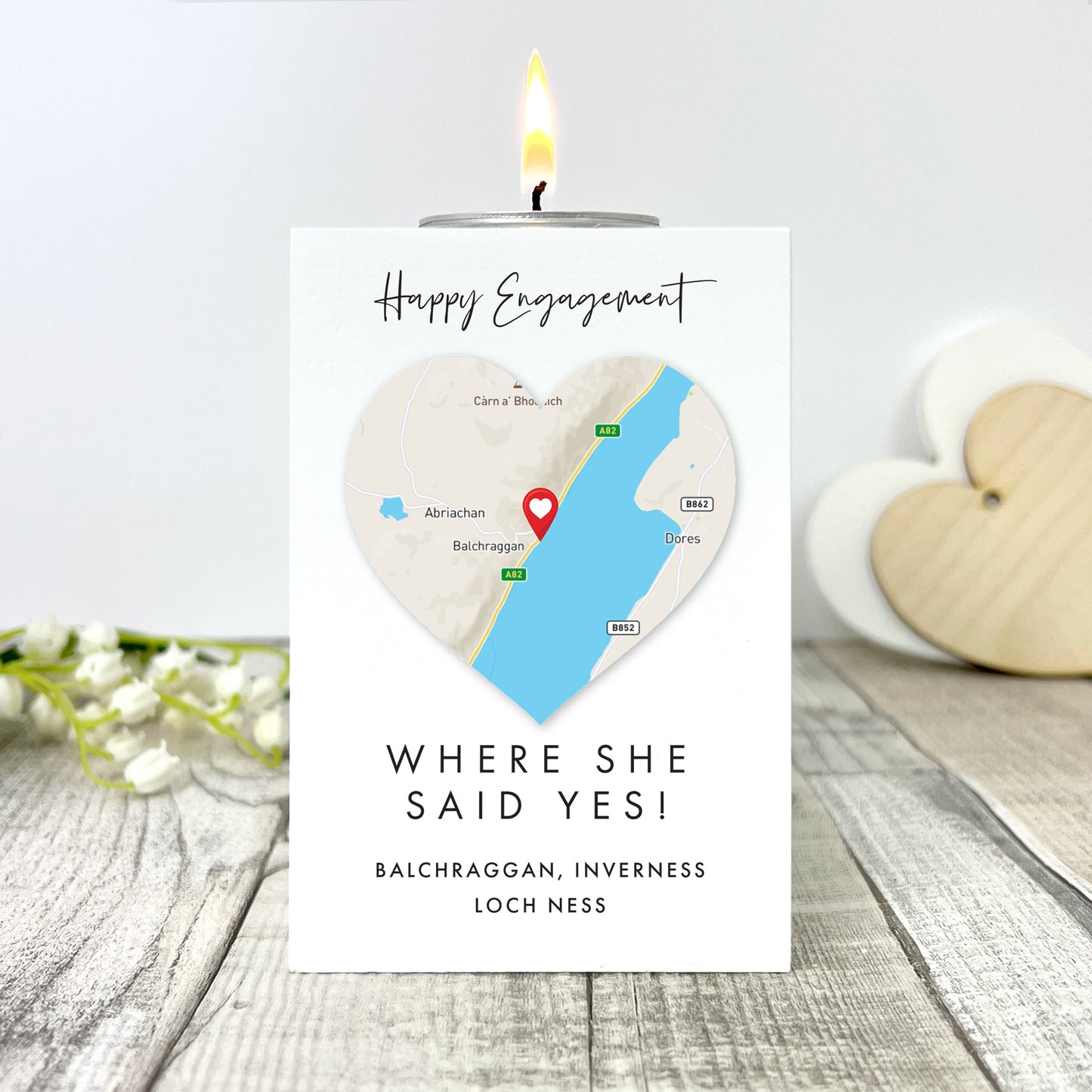 Personalised Map Location Heart Tea Light Holder