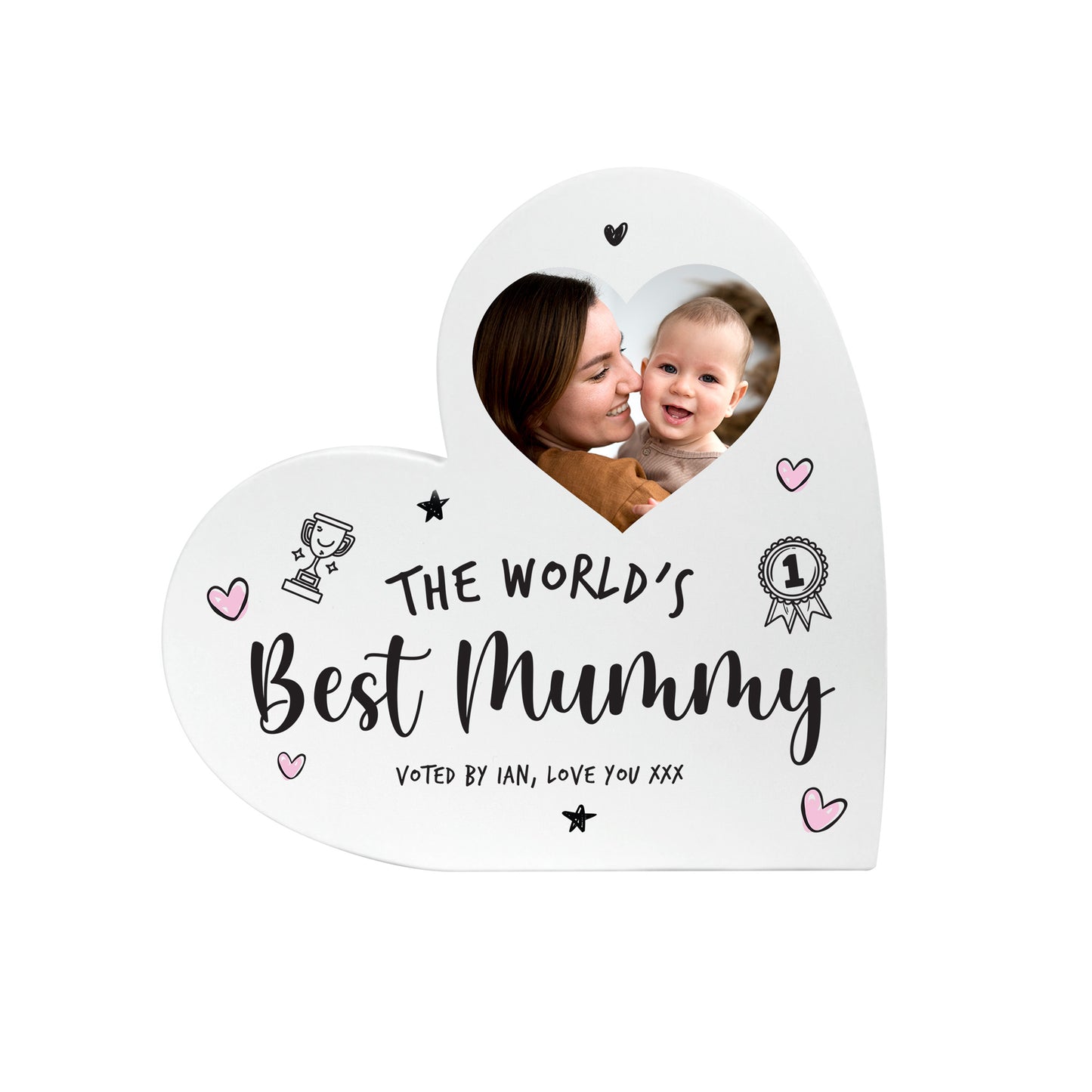 Personalised The World's Best Mum White Freestanding Heart