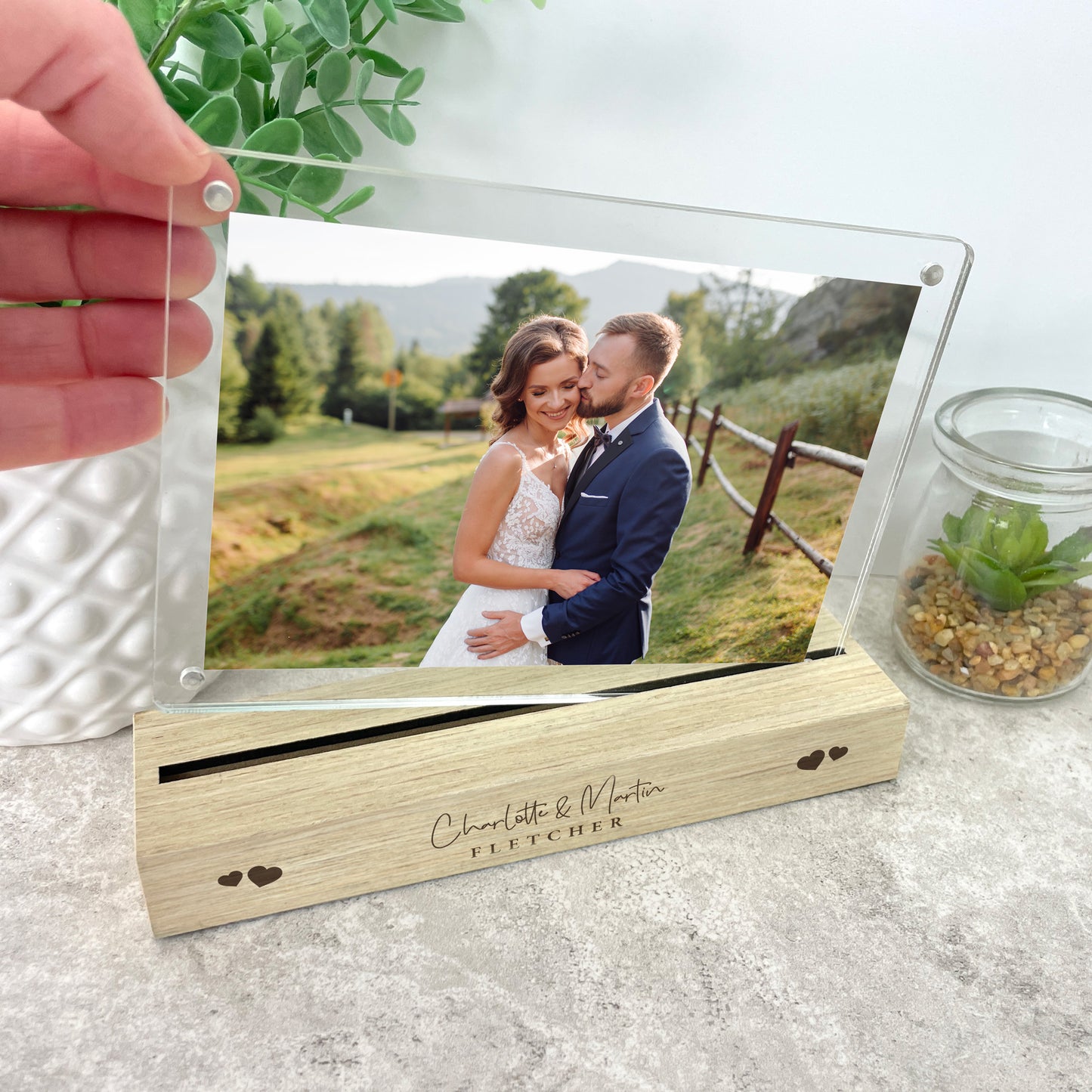 Personalised Wedding Wooden Base 6x4" Photo Frame