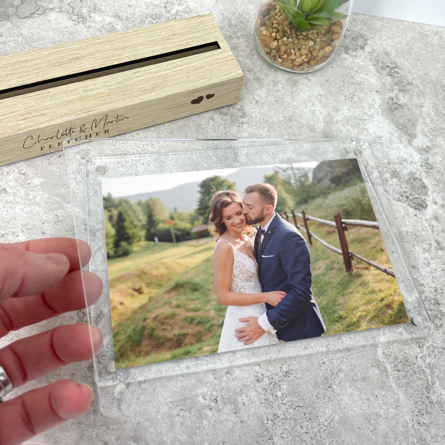 Personalised Wedding Wooden Base 6x4" Photo Frame