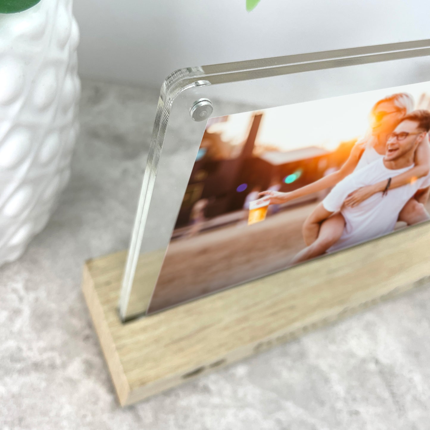 Personalised Couples Names Wooden Base 6x4" Photo Frame