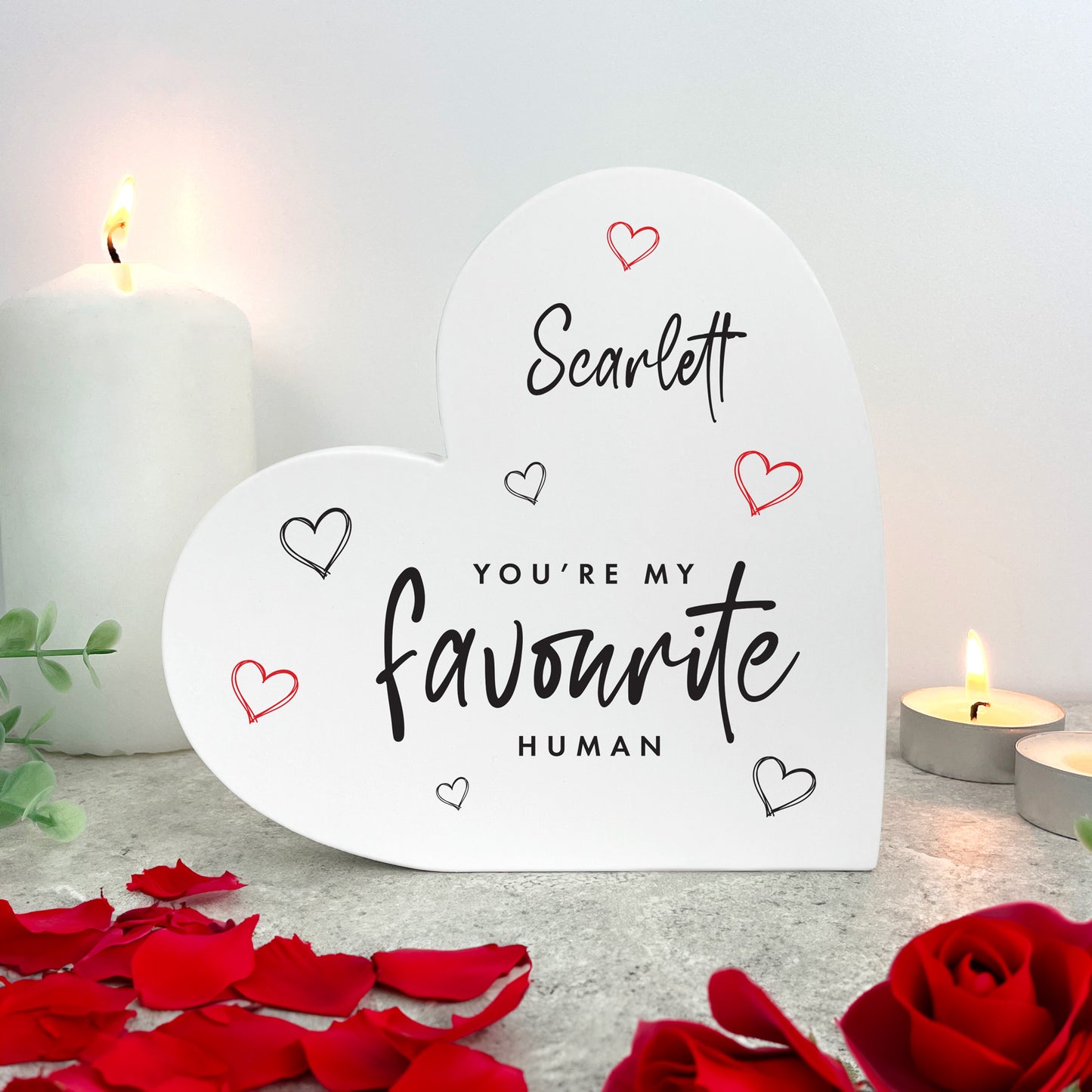 Personalised You're My Favourite Human White Freestanding Heart