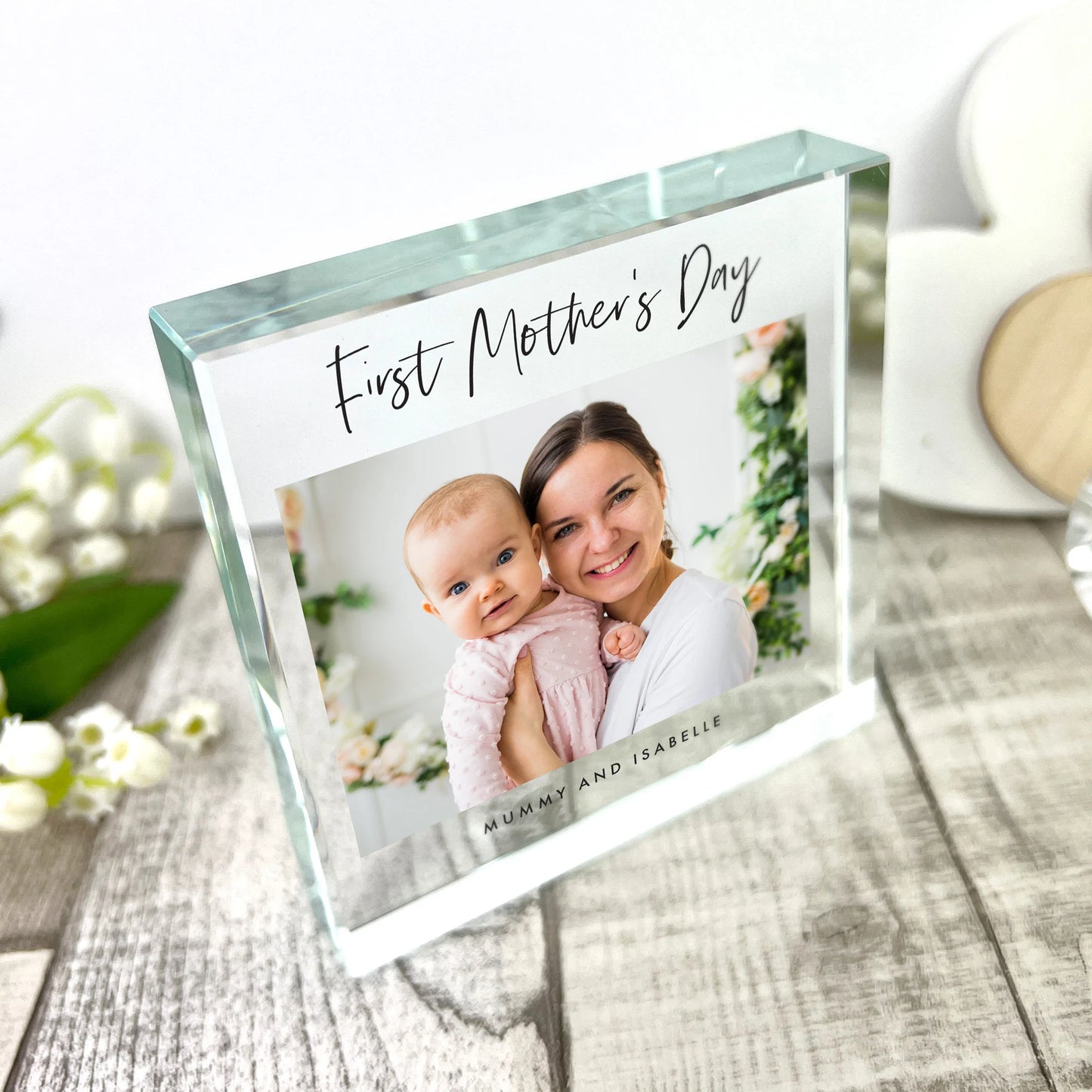 Personalised First Mother's Day Photo Crystal Token