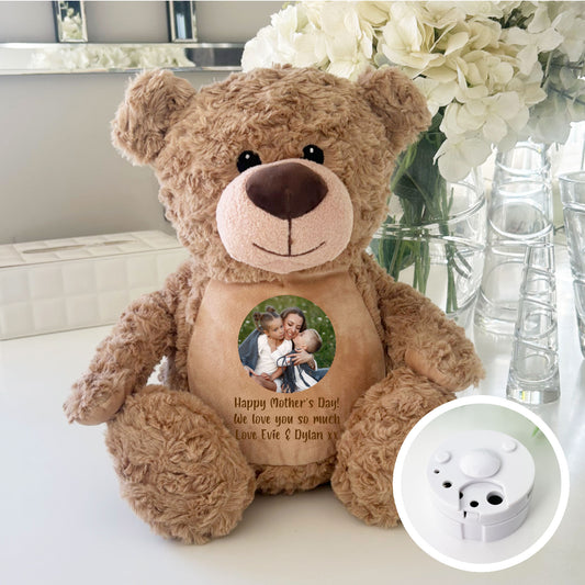 Personalised Photo Record-A-Voice Keepsake Memory Bear - Light Brown