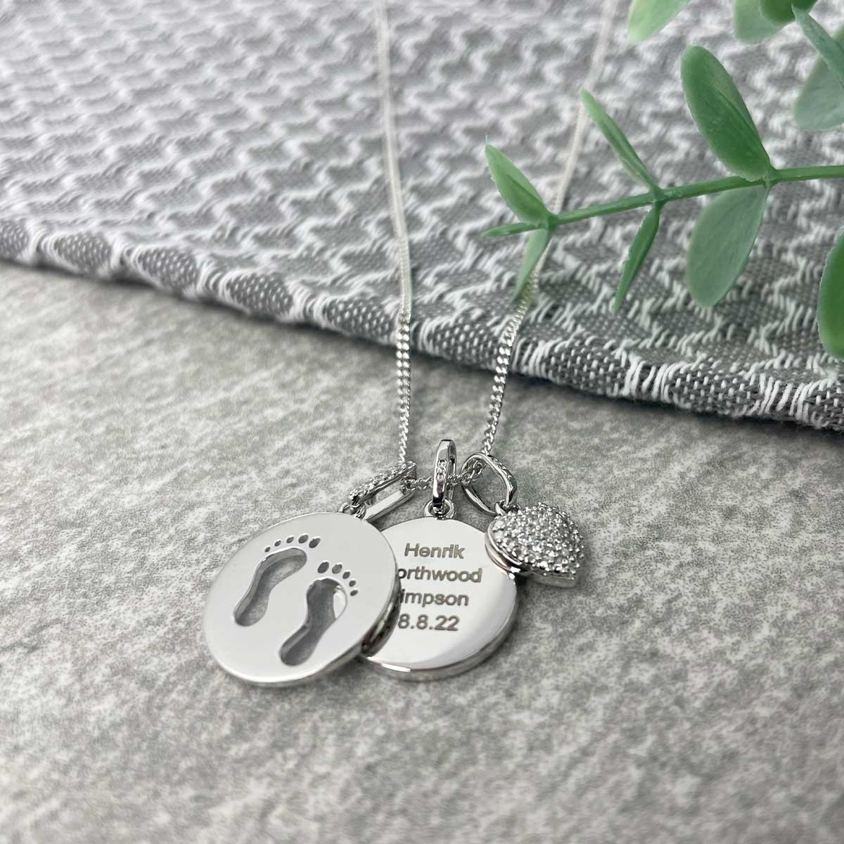 Personalised footprint store necklace