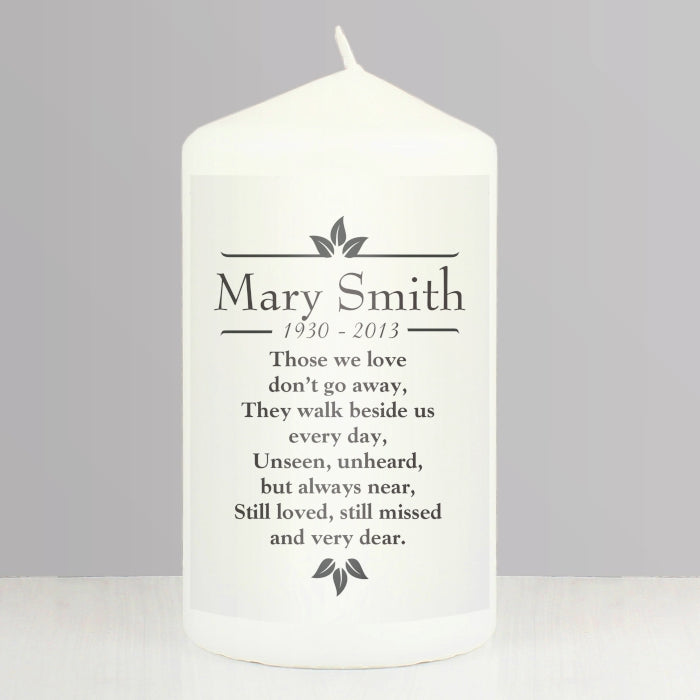 Personalised Sentiments 'Those We Love' Pillar Candle – The Lovely ...