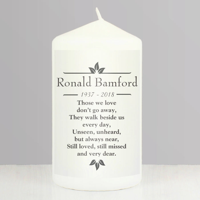 Personalised Sentiments 'Those We Love' Pillar Candle – The Lovely ...