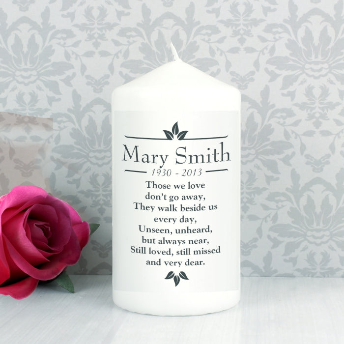 Personalised Sentiments 'Those We Love' Pillar Candle – The Lovely ...