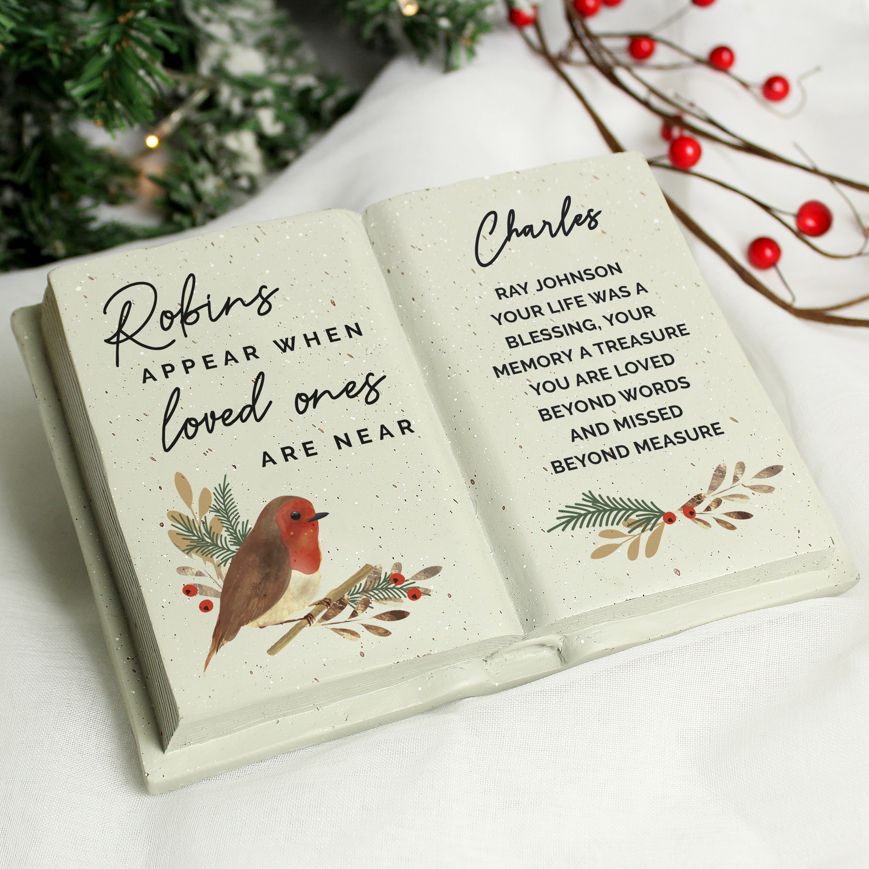 Personalised Robins Appear.. Memorial Book – The Lovely Keepsake Company